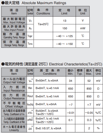 AKM旭化成HG-116C霍爾元件